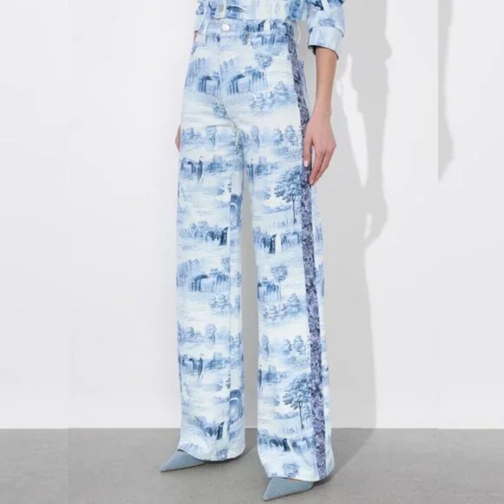 Alice + Olivia Weezy Toile De Jouy Jacquard Jeans